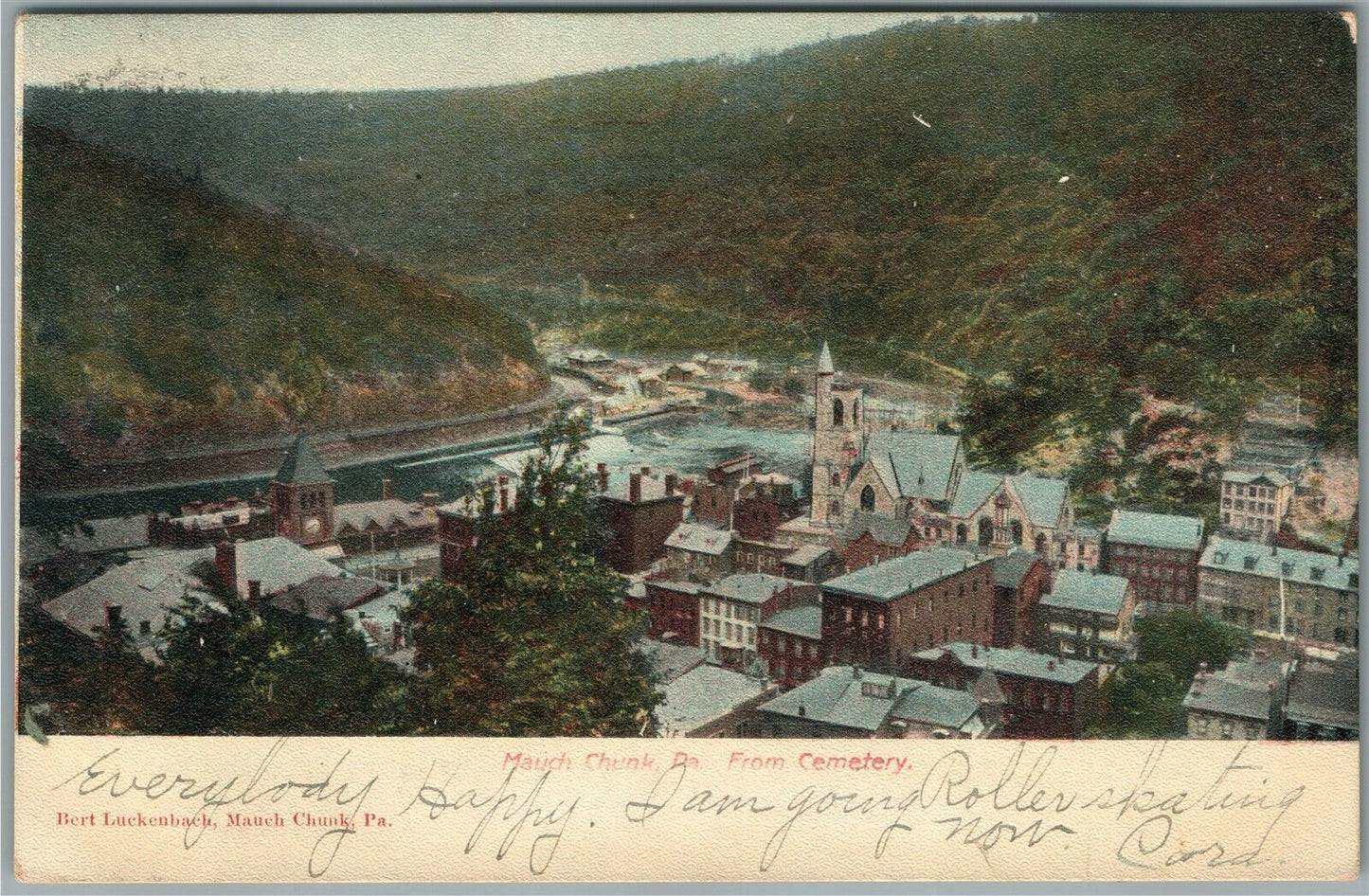 PHILADELPHIA PA MAUCH CHUNK FROM CEMETERY ANTIQUE POSTCARD