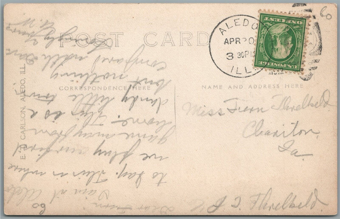 ALEDO IL W.V. ATHLETIC FIELD ANTIQUE REAL PHOTO POSTCARD RPPC