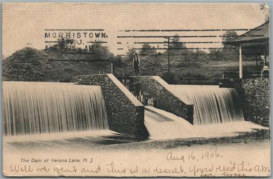 VERONA LAKE NJ THE DAM ANTIQUE POSTCARD