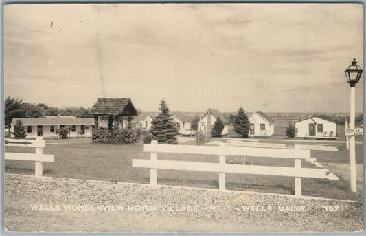 WELLS ME WONDERVIEW MOTOR VILLAGE ANTIQUE REAL PHOTO POSTCARD RPPC