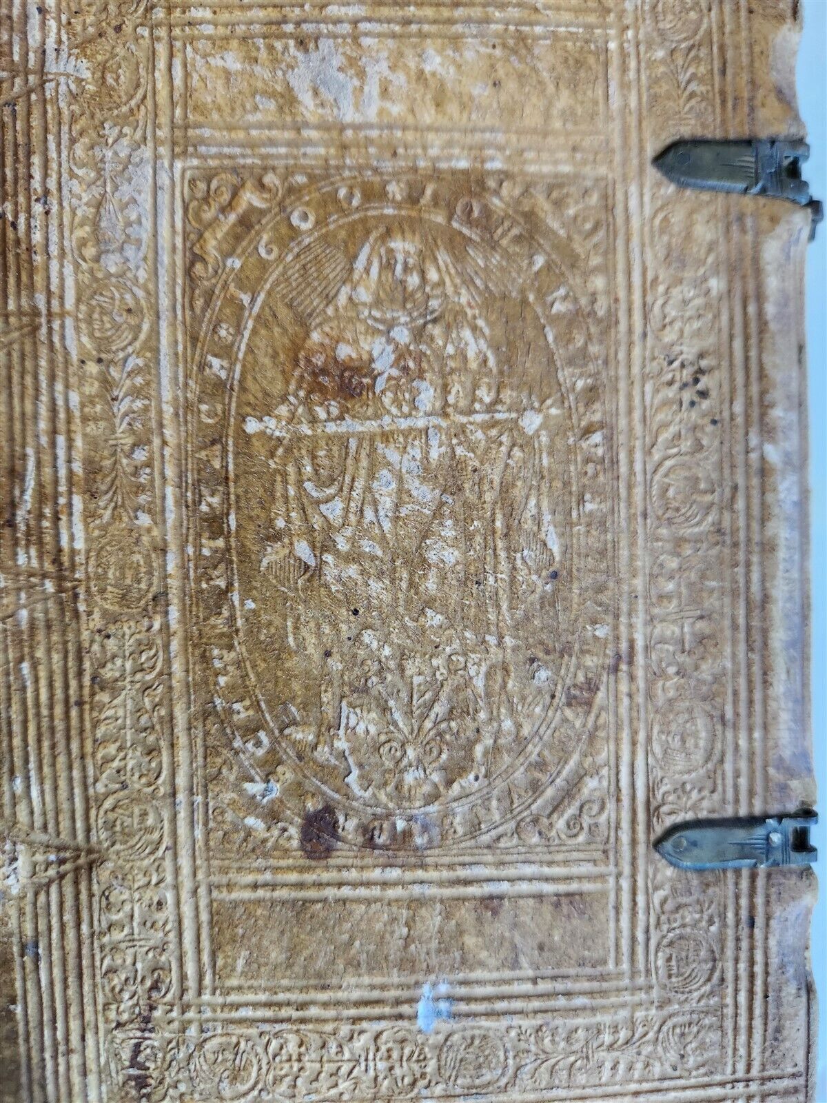 1604 SERMONS of Maurice Hylaret antique PIGSKIN BINDING UNICORN TITLEPIECE