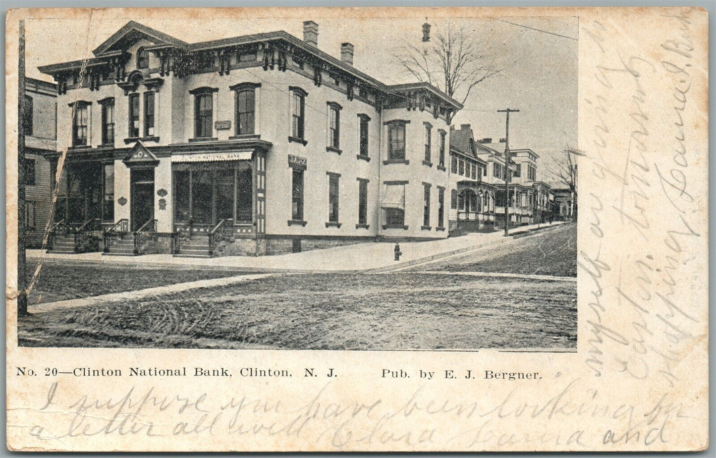CLINTON NJ NATIONAL BANK ANTIQUE POSTCARD
