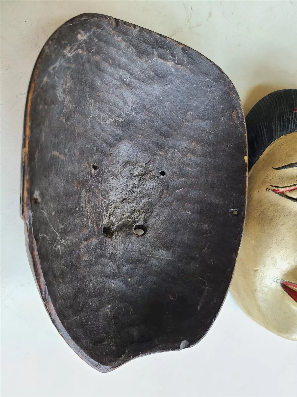 INDIAN VINTAGE PAIR OF WOODEN MASKS - MAN & WOMAN hand carved
