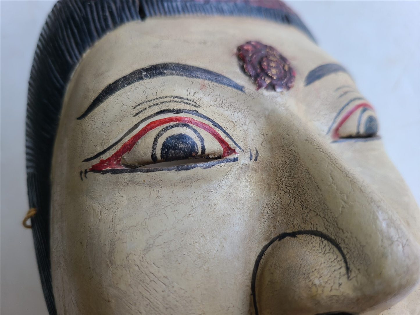 INDIAN VINTAGE PAIR OF WOODEN MASKS - MAN & WOMAN hand carved