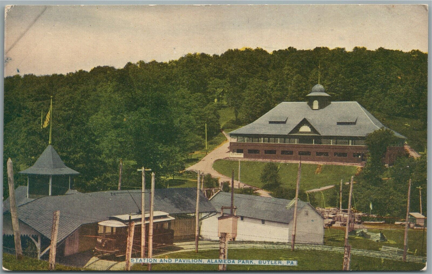 BUTLER PA TROLLEY STATION ANTIQUE POSTCARD