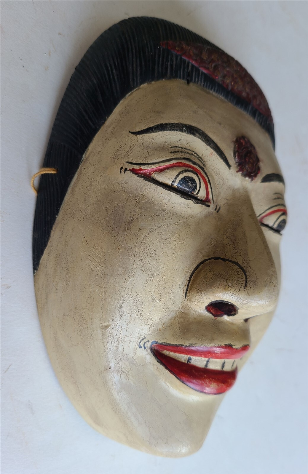 INDIAN VINTAGE PAIR OF WOODEN MASKS - MAN & WOMAN hand carved