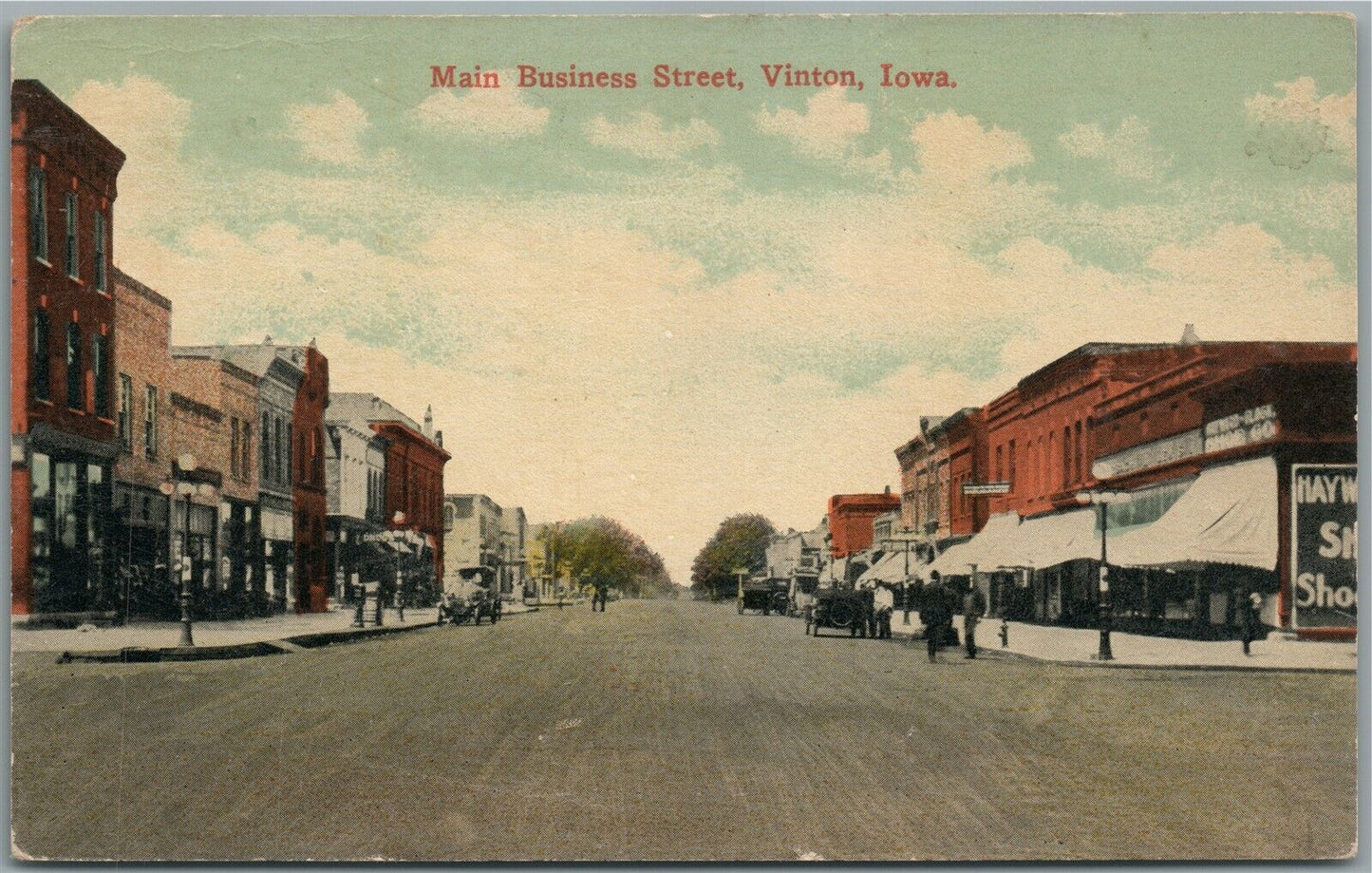WINTON IA MAIN BUSINESS STREET ANTIQUE POSTCARD