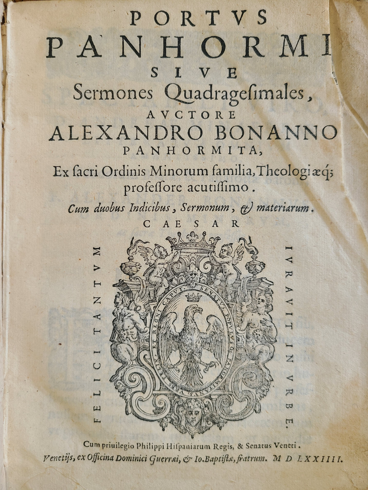 1574 SERMONS by Alessandro Bonanno antique VELLUM BINDING 16th CENTURY