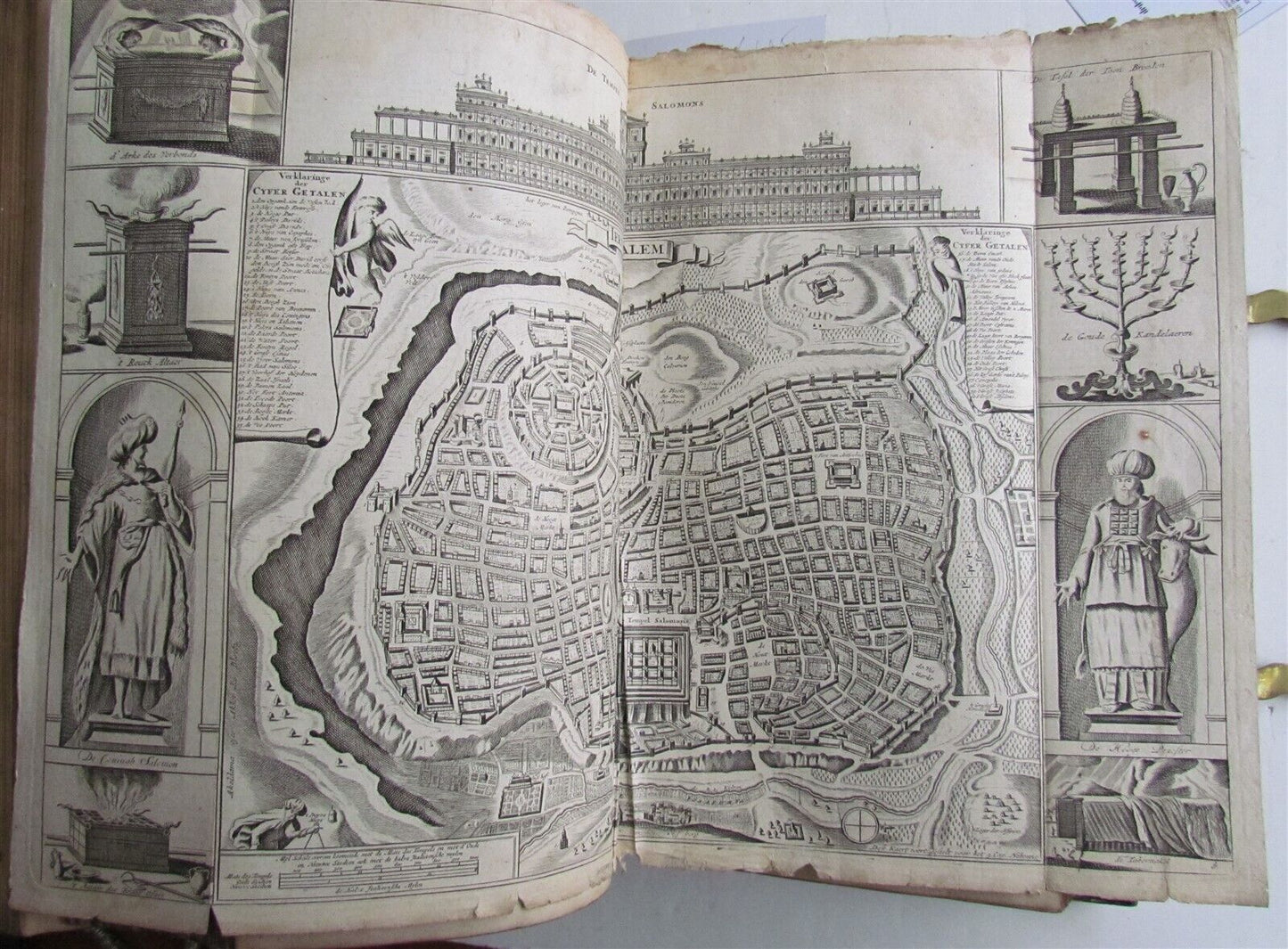 1730 BIBLE in DUTCH ILLUSTRATED w/ MAPS antique MASSIVE FOLIO BIBLIA