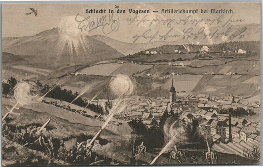 GERMAN WWI ERA ARTILLERY ATTACK ANTIQUE POSTCARD