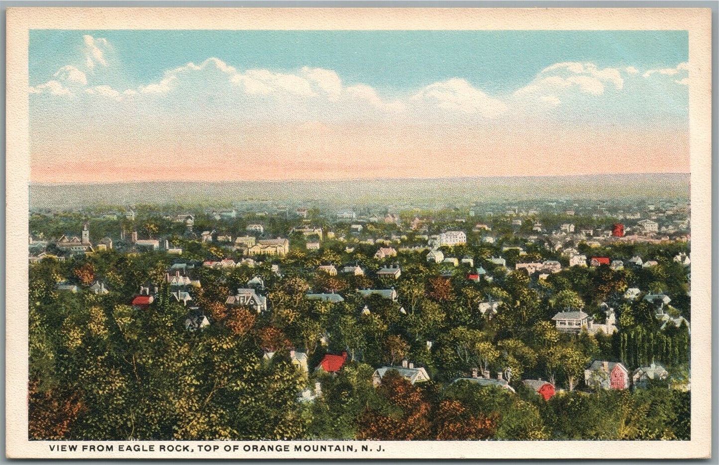 TOP OF ORANGE MOUNTAIN NJ VIEW FROM EAGLE ROCK ANTIQUE POSTCARD