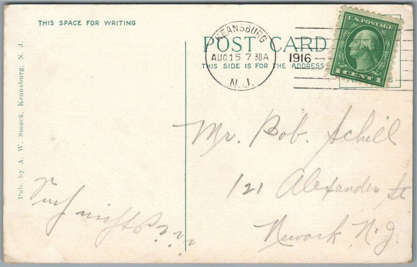 KEANSBURG NJ HIGHLAND AVENUE & SEA BREEZE WAY ANTIQUE POSTCARD