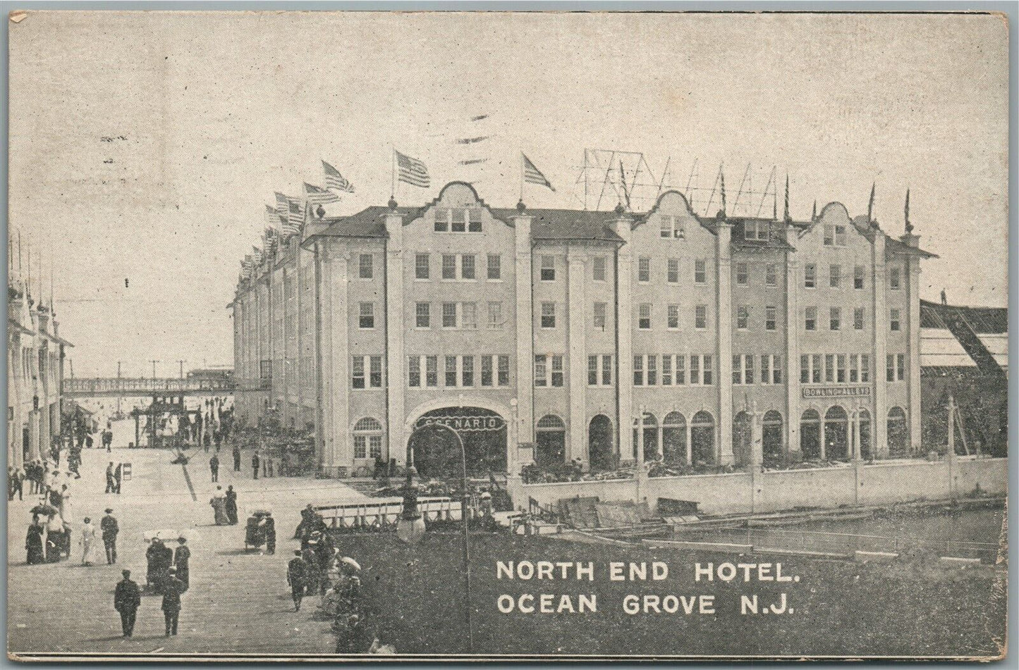 OCEAN GROVE NJ NORTH END HOTEL ANTIQUE POSTCARD
