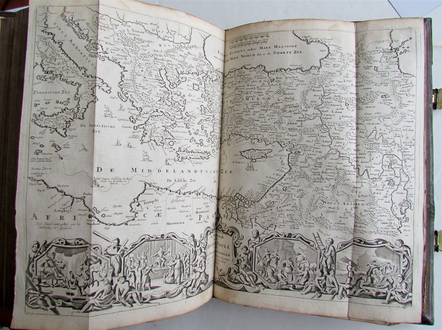 1730 BIBLE in DUTCH ILLUSTRATED w/ MAPS antique MASSIVE FOLIO BIBLIA