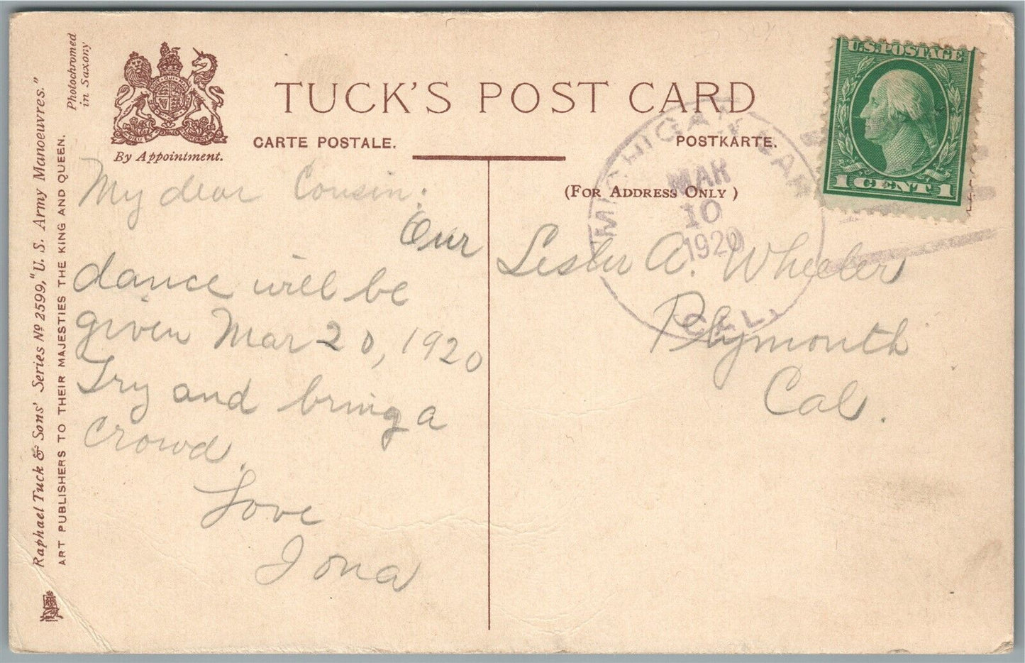 US ARMY MANOEUVRES WWI ERA ANTIQUE POSTCARD