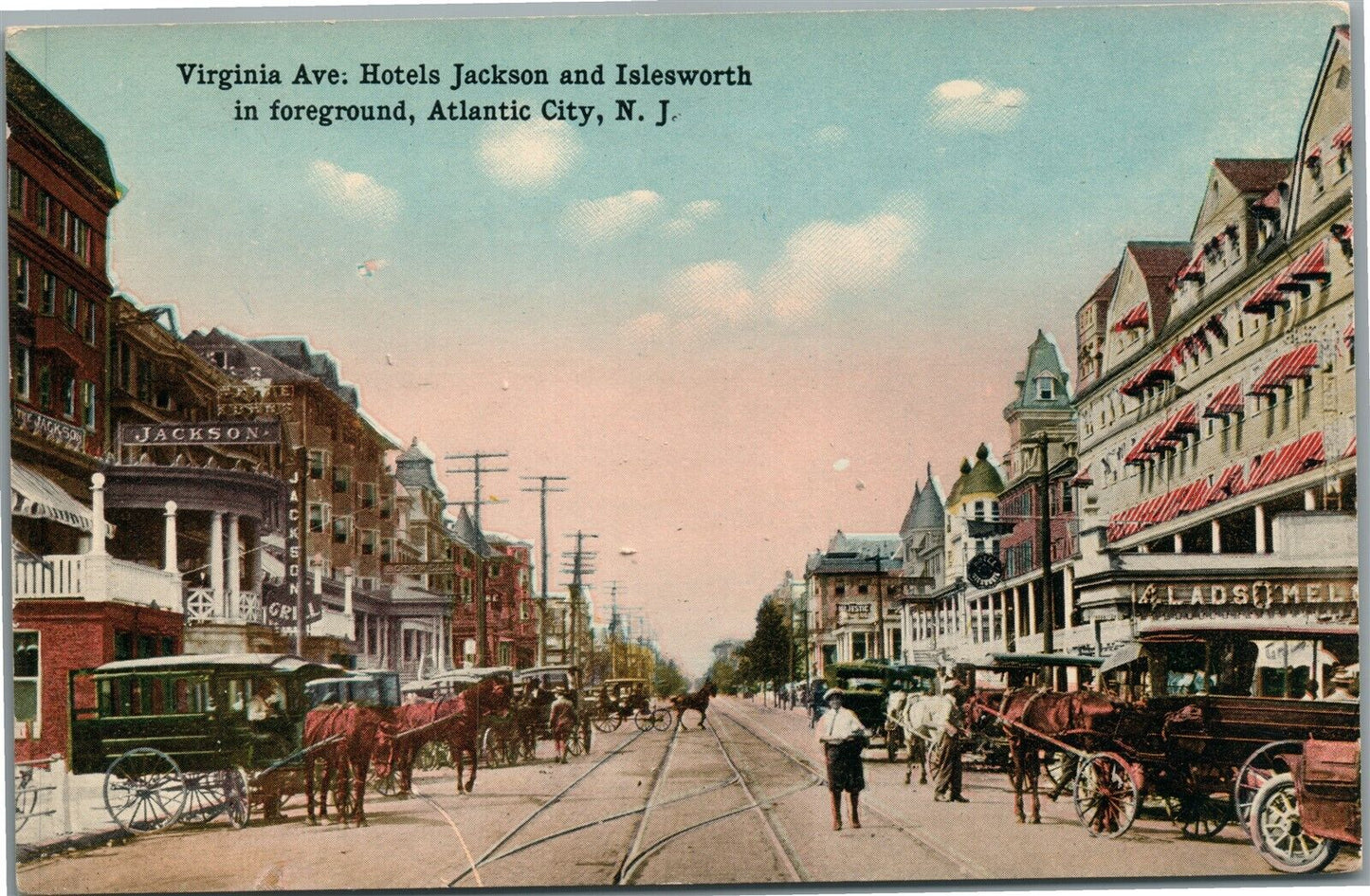 ATLANTIC CITY NJ VIRGINIA AVENUE HOTEL JACKSON ANTIQUE POSTCARD