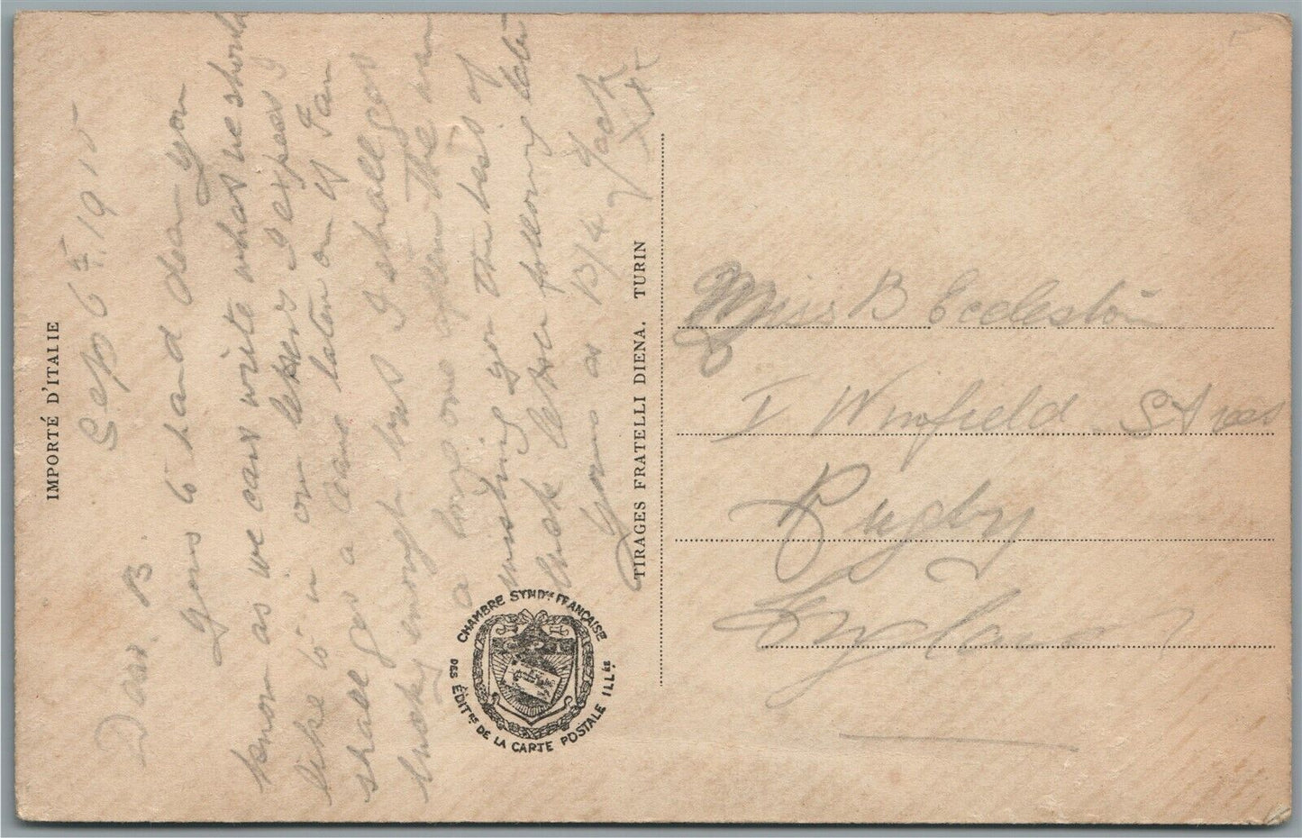 ARTILLERY OFFICER WWI FRENCH ROMANTIC ANTIQUE REAL PHOTO POSTCARD RPPC