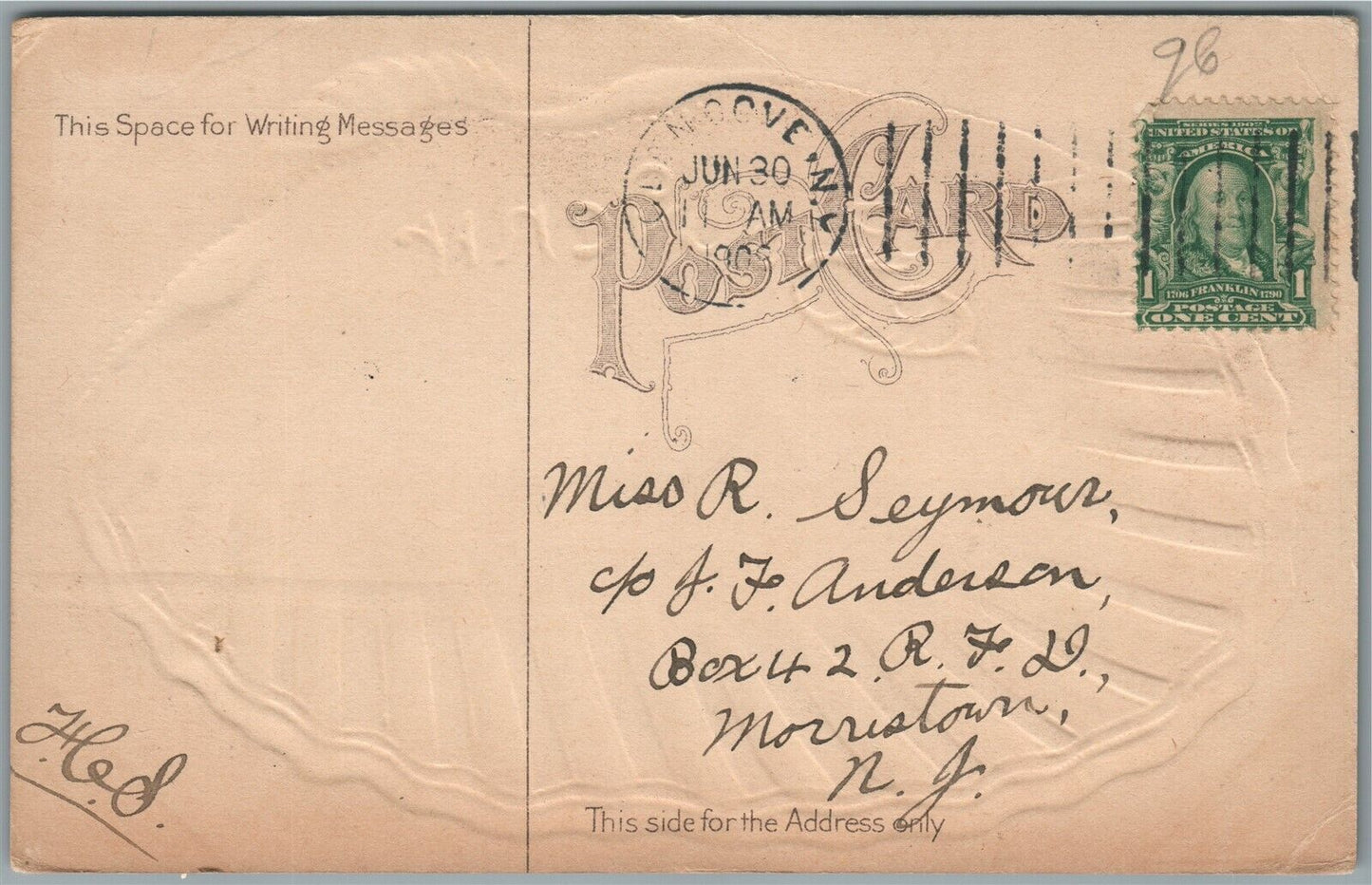 GLEN COVE NJ SHELL SHAPE ANTIQUE POSTCARD