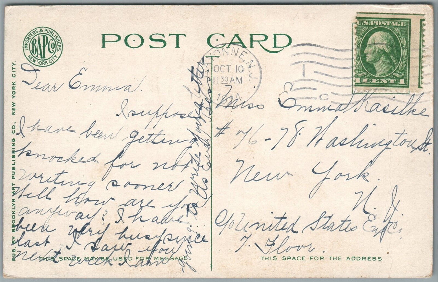 BAYONNE NJ CITY HALL & HOSPITAL ANTIQUE POSTCARD