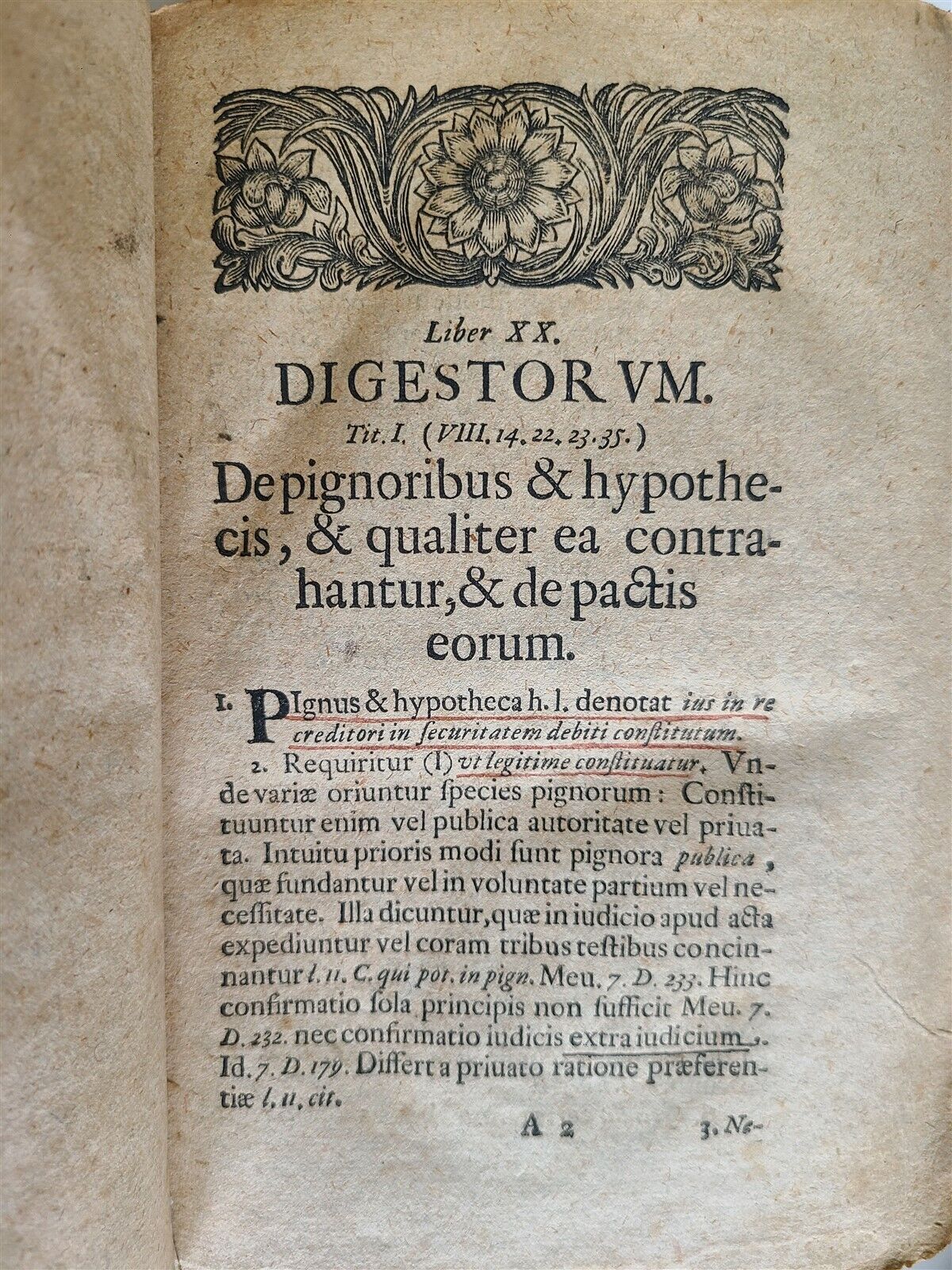 1704 LAW BOOK 3 VOLUMES Introductio in ius Digestorum antique by J.Bohmer