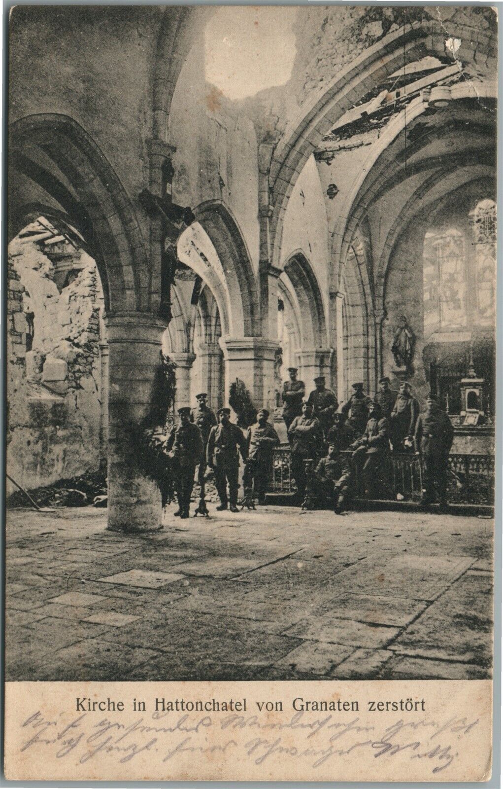 DESTROYED CHURCH WWI ERA GERMAN FELDPOST ANTIQUE POSTCARD