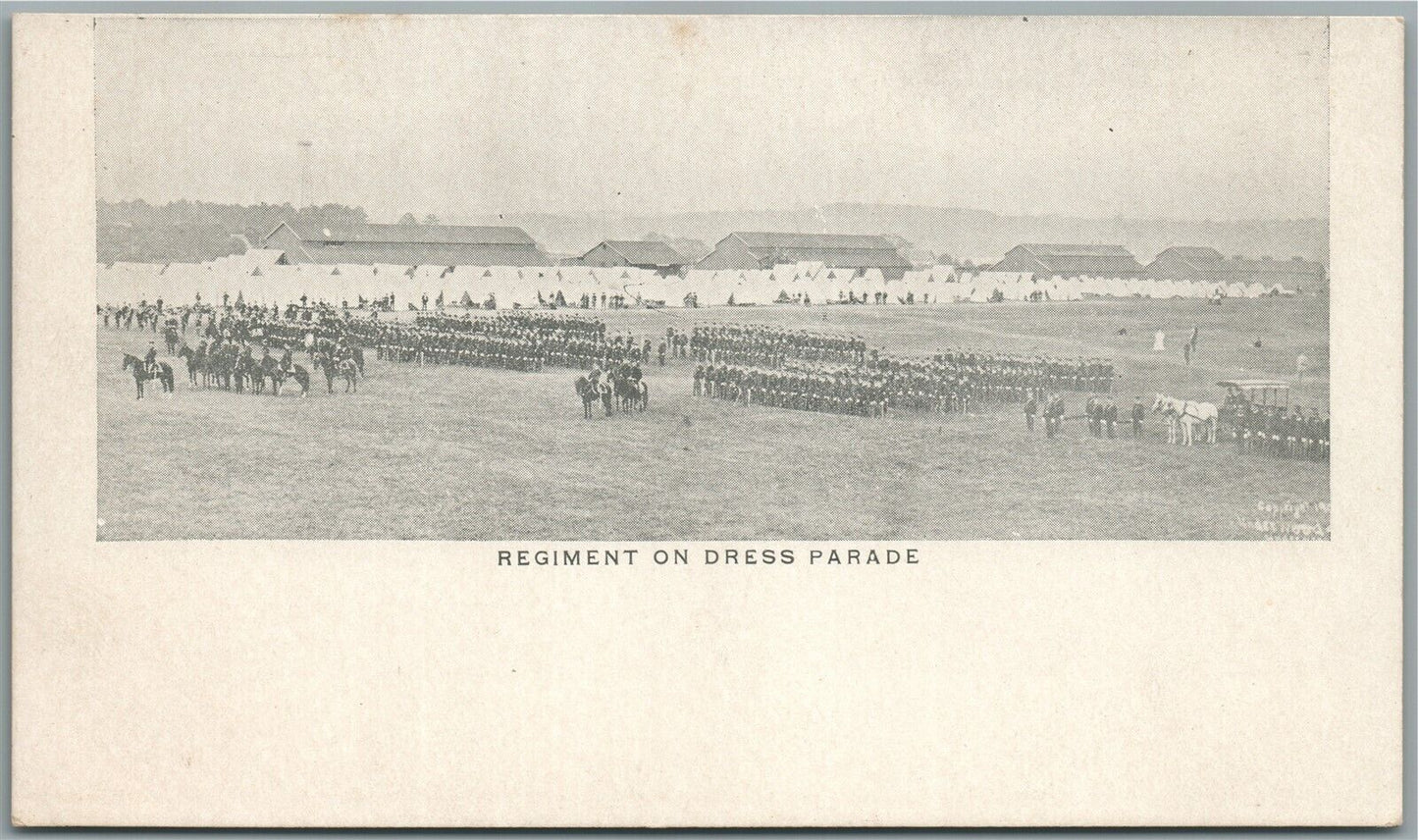 US ARMY REGIMENT ON DRESS PARADE ANTIQUE POSTCARD