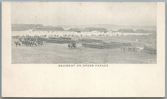 US ARMY REGIMENT ON DRESS PARADE ANTIQUE POSTCARD