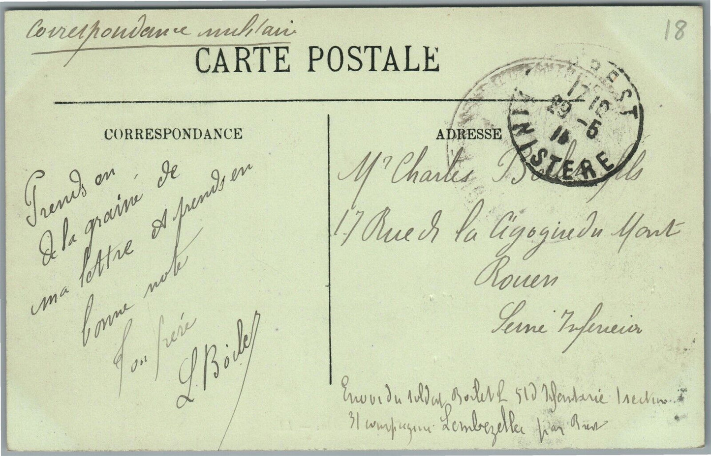 FRENCH SUBMARINE MARINE DE GUERRE GIRONDIN SOUS-MARIN ANTIQUE POSTCARD