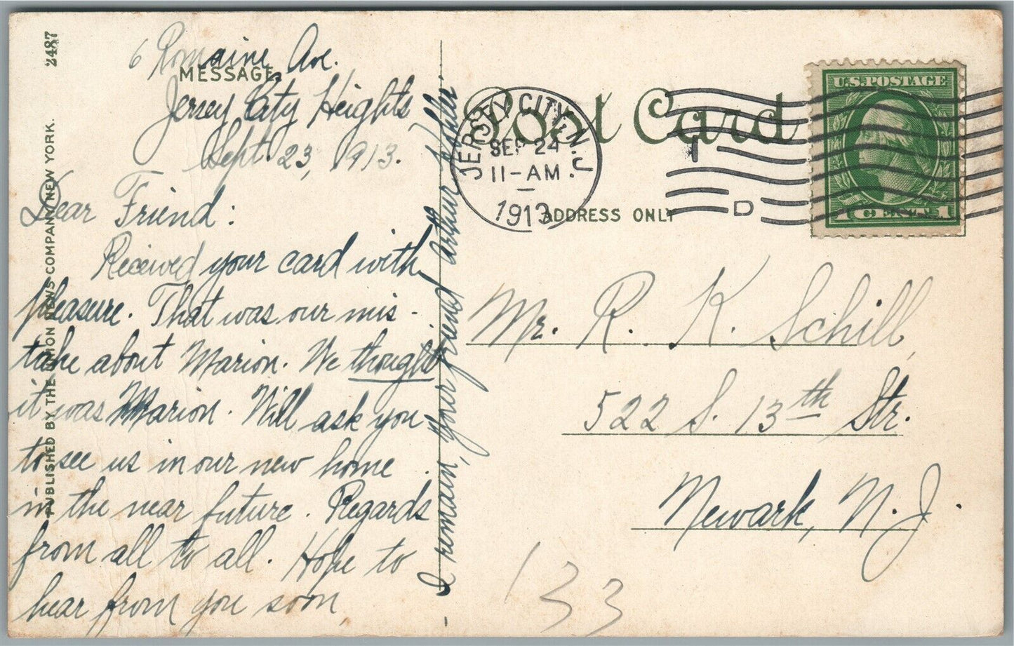 JERSEY CITY NJ JOURNAL BUILDING SIP AVENUE ANTIQUE POSTCARD