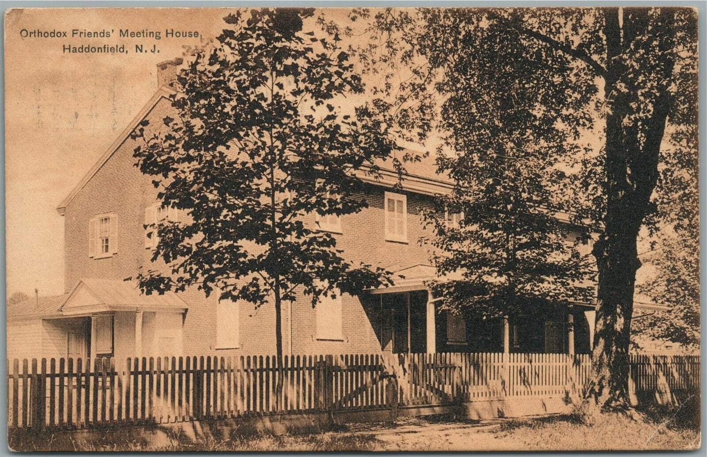 HADDONFIELD NJ ORTHODOX FRIENDS MEETING HOUSE ANTIQUE POSTCARD