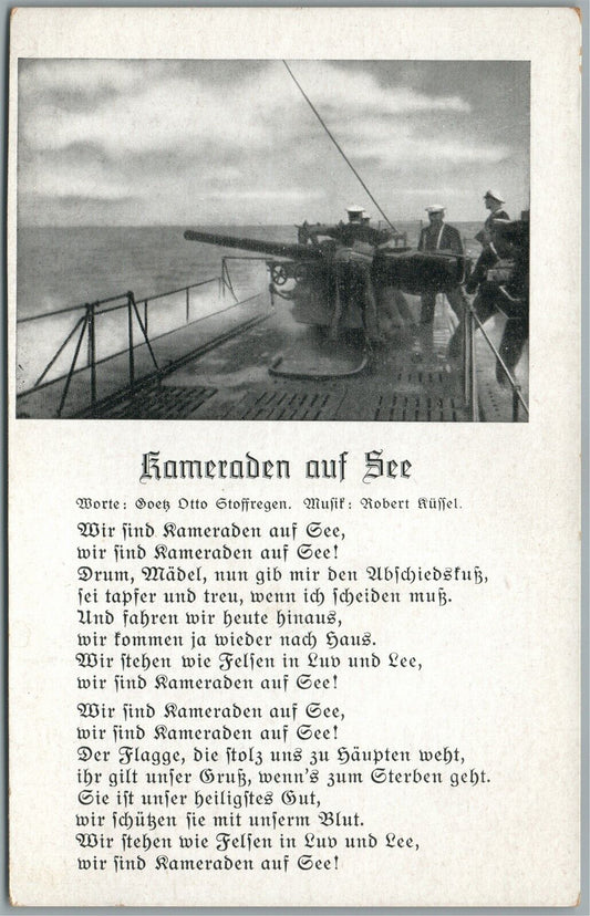 GERMAN NAVY ANTIQUE POSTCARD w/ SONG WORDS