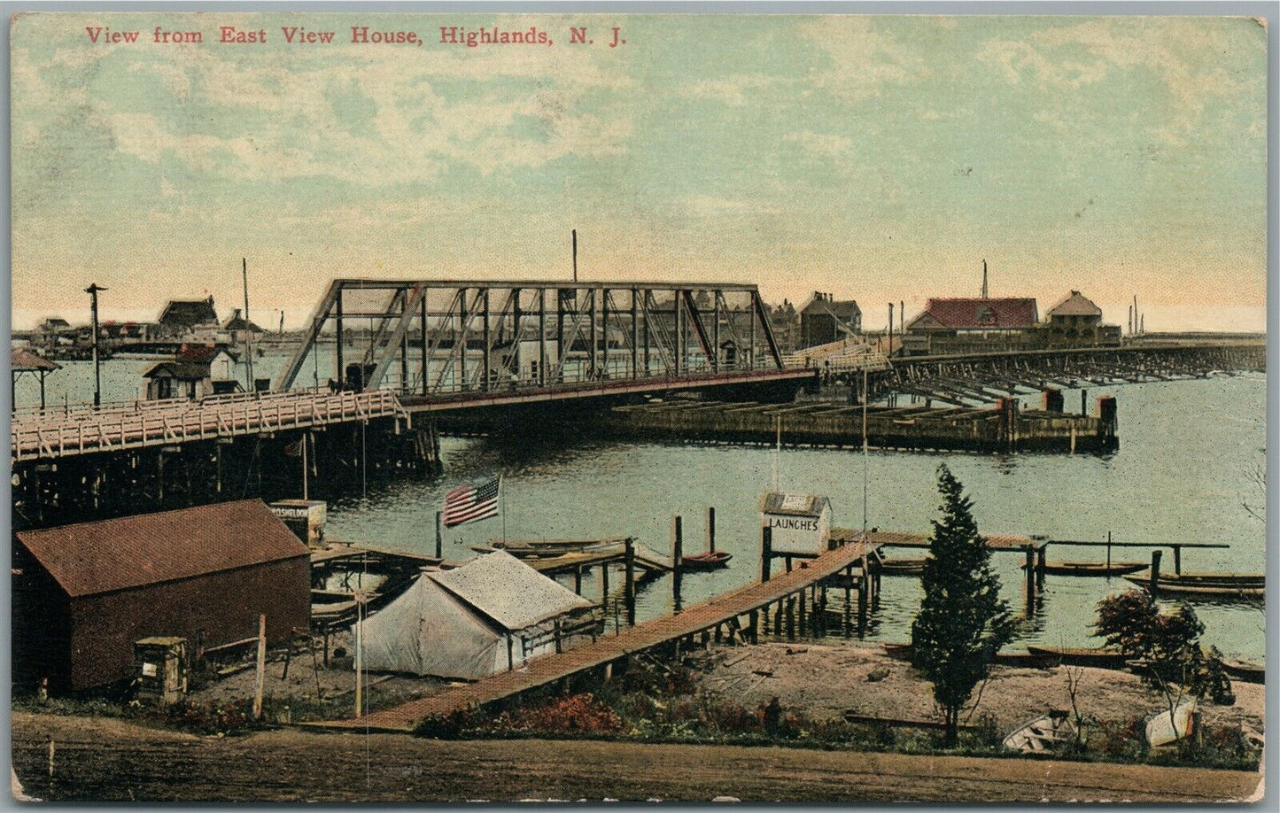 HIGHLANDS NJ VIEW FROM EAST VIEW HOUSE ANTIQUE POSTCARD