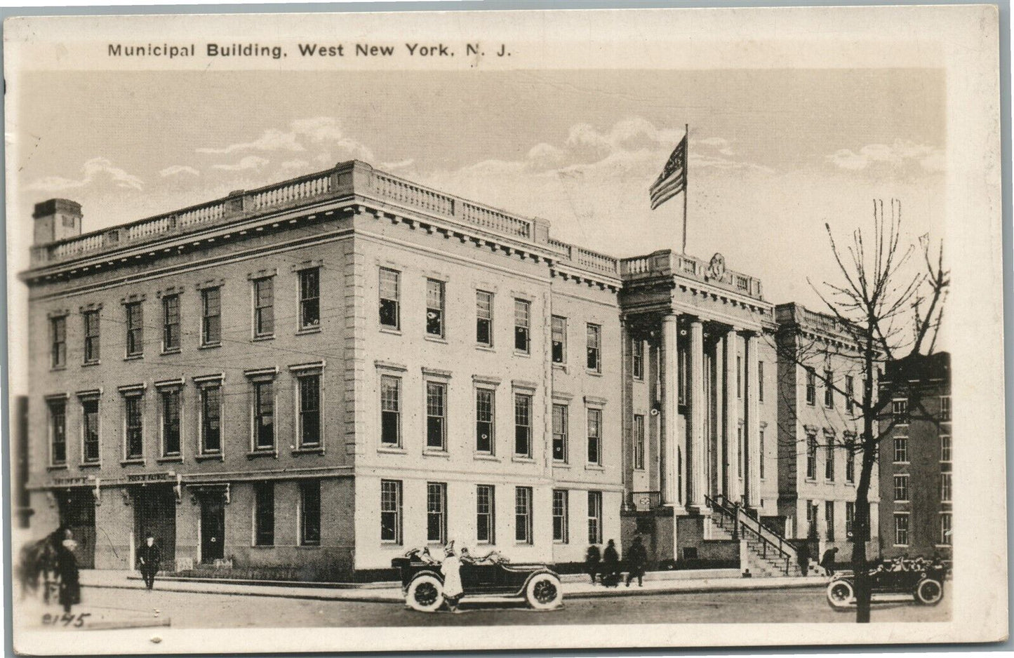 WEST NEW YORK NJ MUNICIPAL BUILDING ANTIQUE REAL PHOTO POSTCARD RPPC