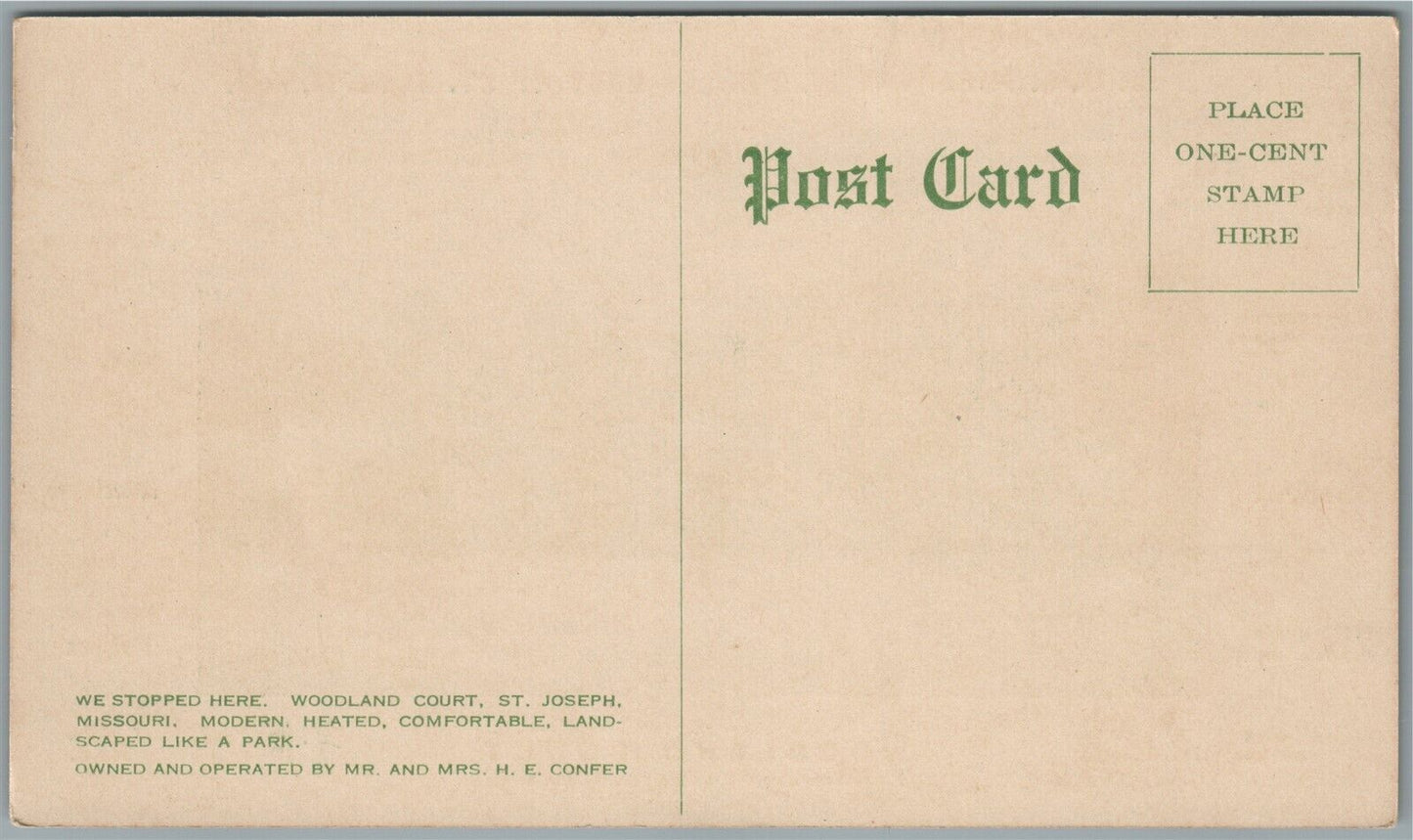 ST.JOSEPH MO WOODLAND COURT ANTIQUE POSTCARD