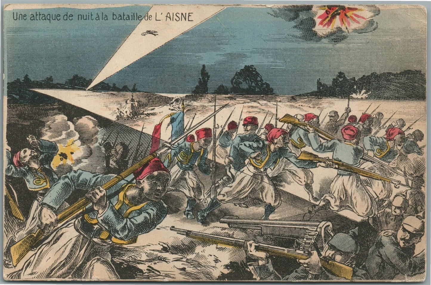 FIRST BATTLE of the AISNE WWI ERA ANTIQUE POSTCARD