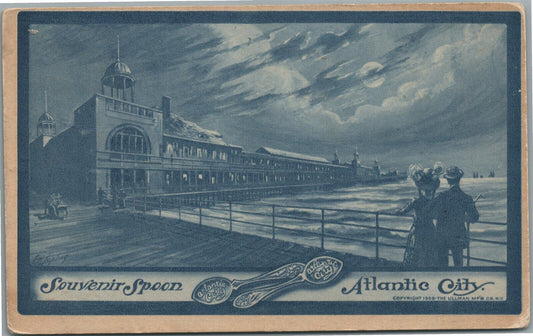ATLANTIC CITY NJ SOUVENIR SPOON ANTIQUE POSTCARD