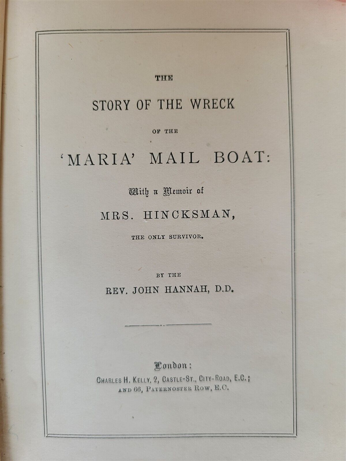 1900 STORY of WRECK of MARIA MAIL BOAT by John HANNAH antique BRITISH SHIPWRECK