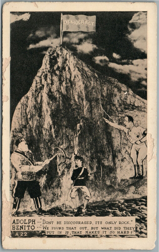ADOLF - BENITO COMIC PROPAGANDA VINTAGE WWII ERA POSTCARD