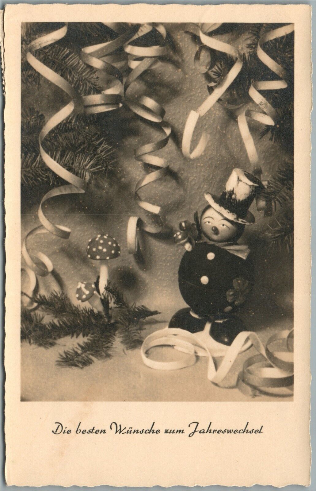 WOODEN TOY CHRISTMAS GREETINGS ANTIQUE POSTCARD
