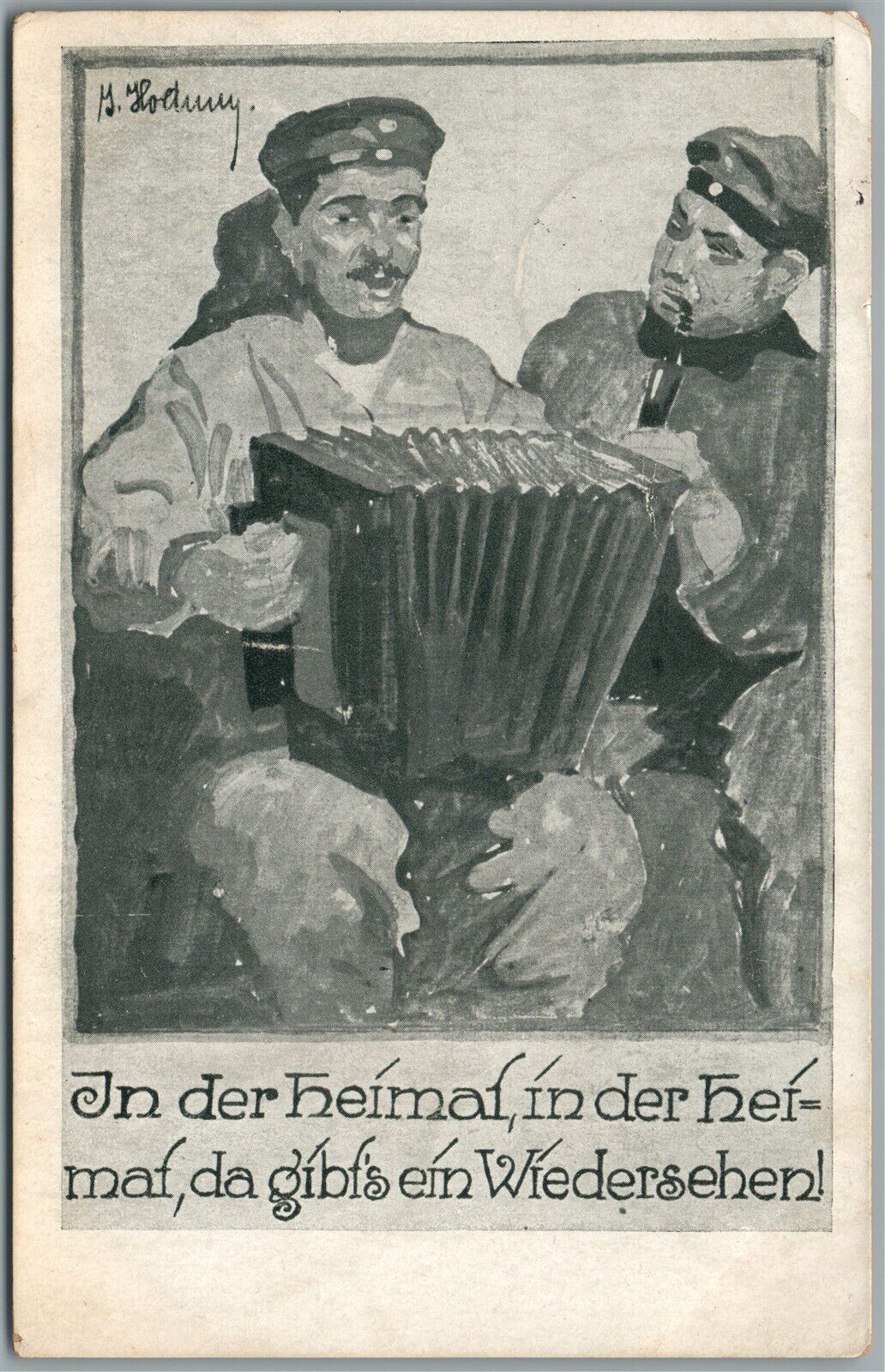 GERMAN SOLDIER MUSICIAN 1916 WWI FELDPOSTKARTE ANTIQUE POSTCARD