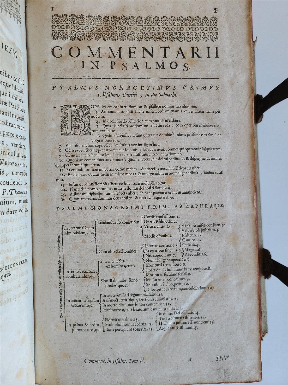 1682 PSALMS of DAVID COMMENTARY antiue PIGSKIN BOUND FOLIO vol. 5-6