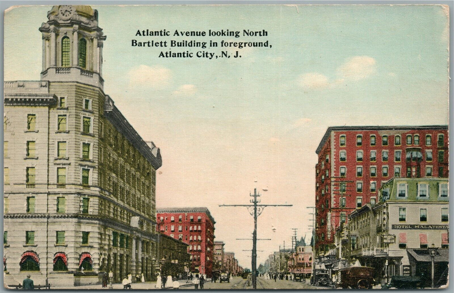 ATLANTIC CITY NJ NORTH BARLETT BUILDING ANTIQUE POSTCARD