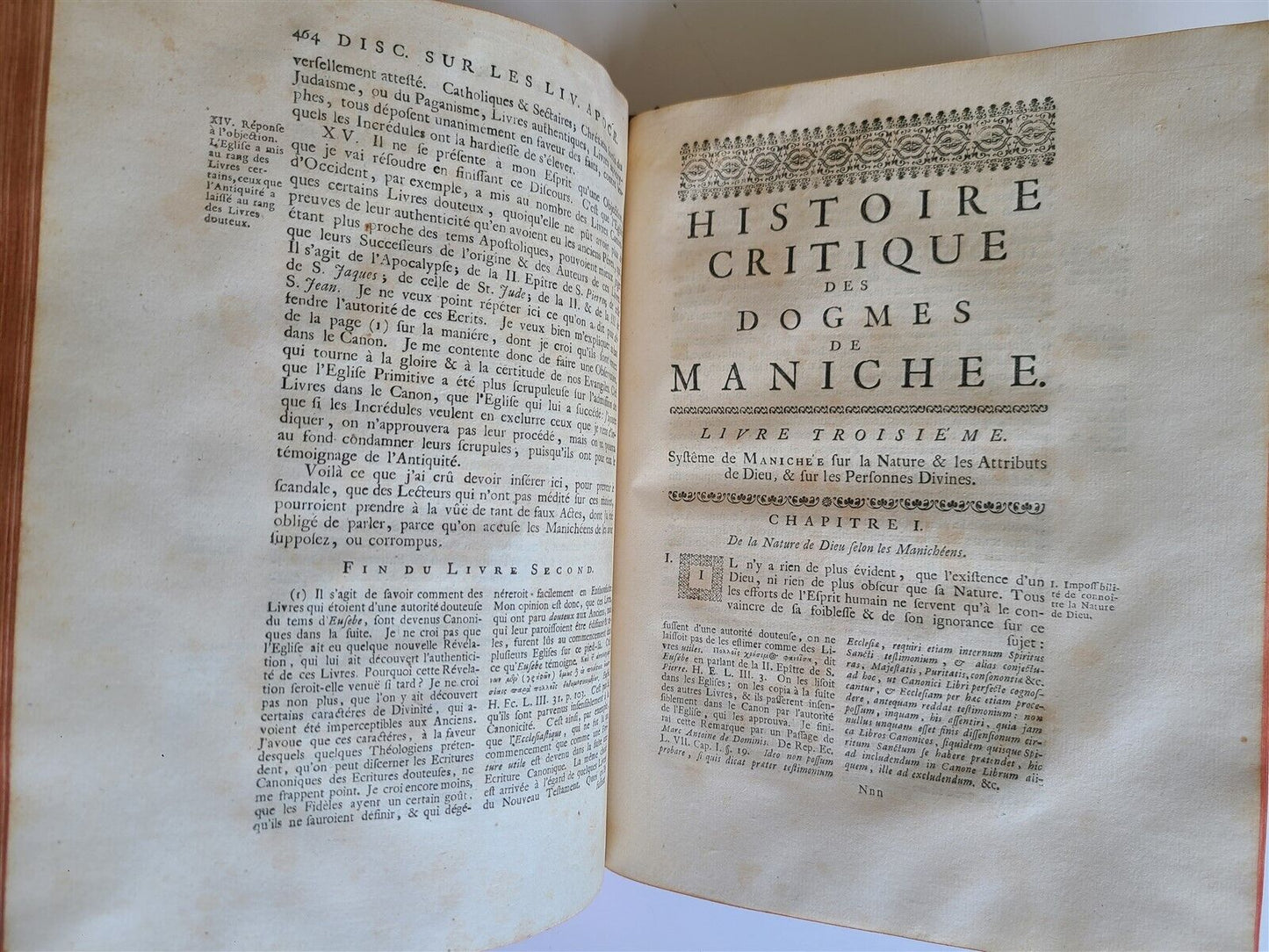 1734-39 HISTORY & CRITIQUE of MANICHAEISM 2 VOLUMES antique in FRENCH