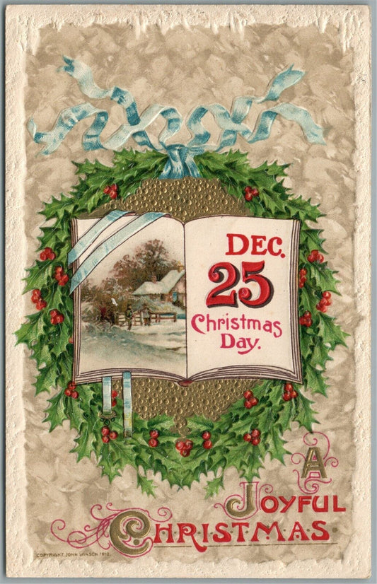 JOYFUL CHRISTMAS 1910 ANTIQUE POSTCARD by JOHN WINSCH