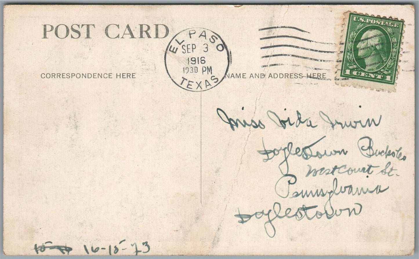 KAVANAUGH'S WAR POSTALS ANTIQUE POSTCARD US ARMY in MEXICO 1916 EL PASO CANCEL