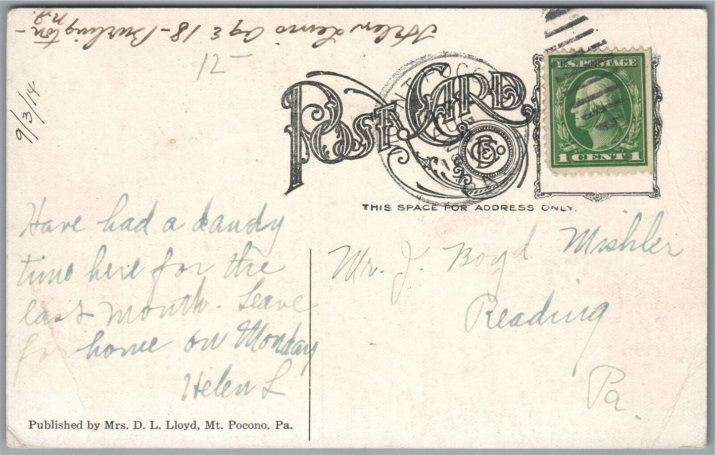 MT. POCONO PA MAIN STREET ANTIQUE POSTCARD