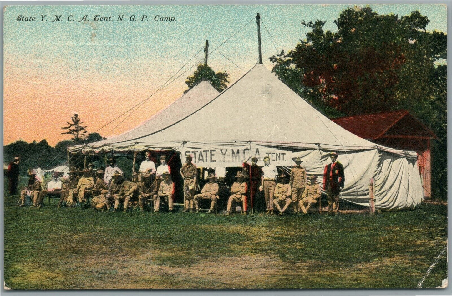 N.G.P. CAMP STATE YMCA TENT ANTIQUE POSTCARD
