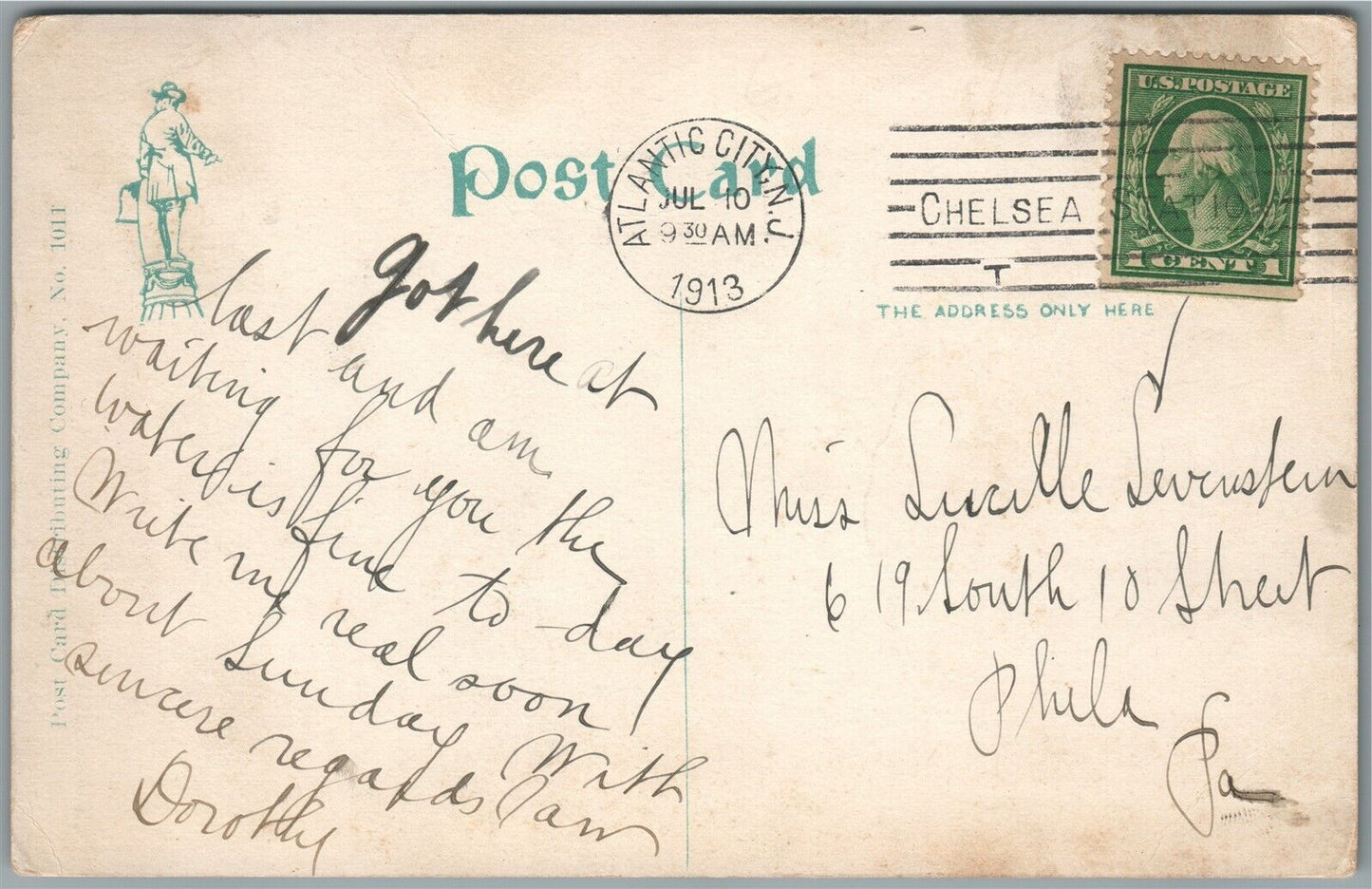 ATLANTIC CITY NJ RAILROAD DEPOT RAILWAY STATION ANTIQUE POSTCARD