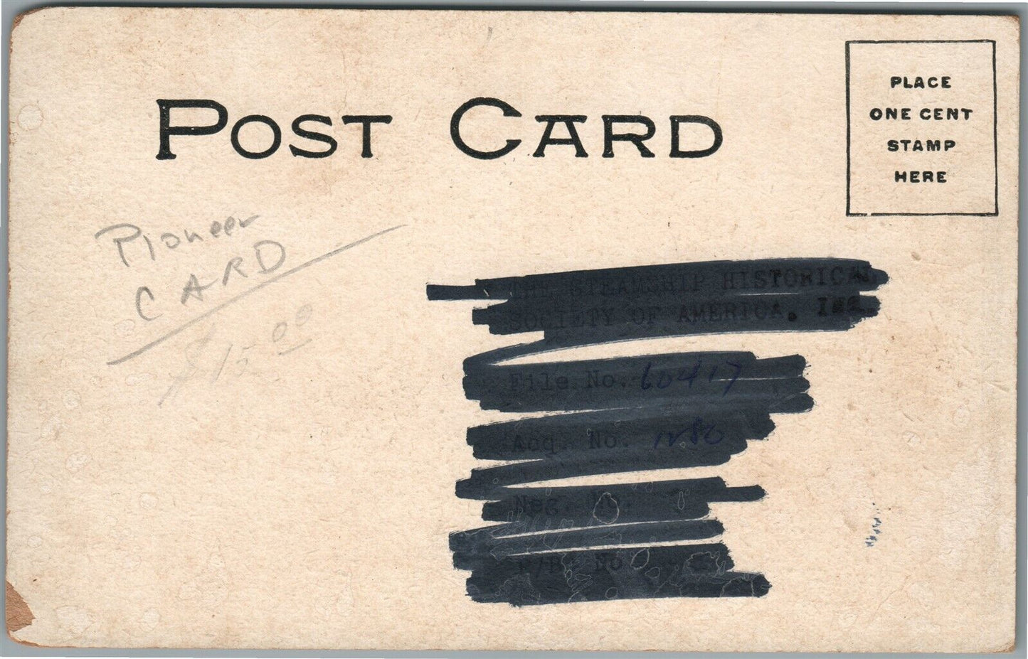 1898 PILOT BOAT COLUMBIA ANTIQUE PIONEER POSTCARD