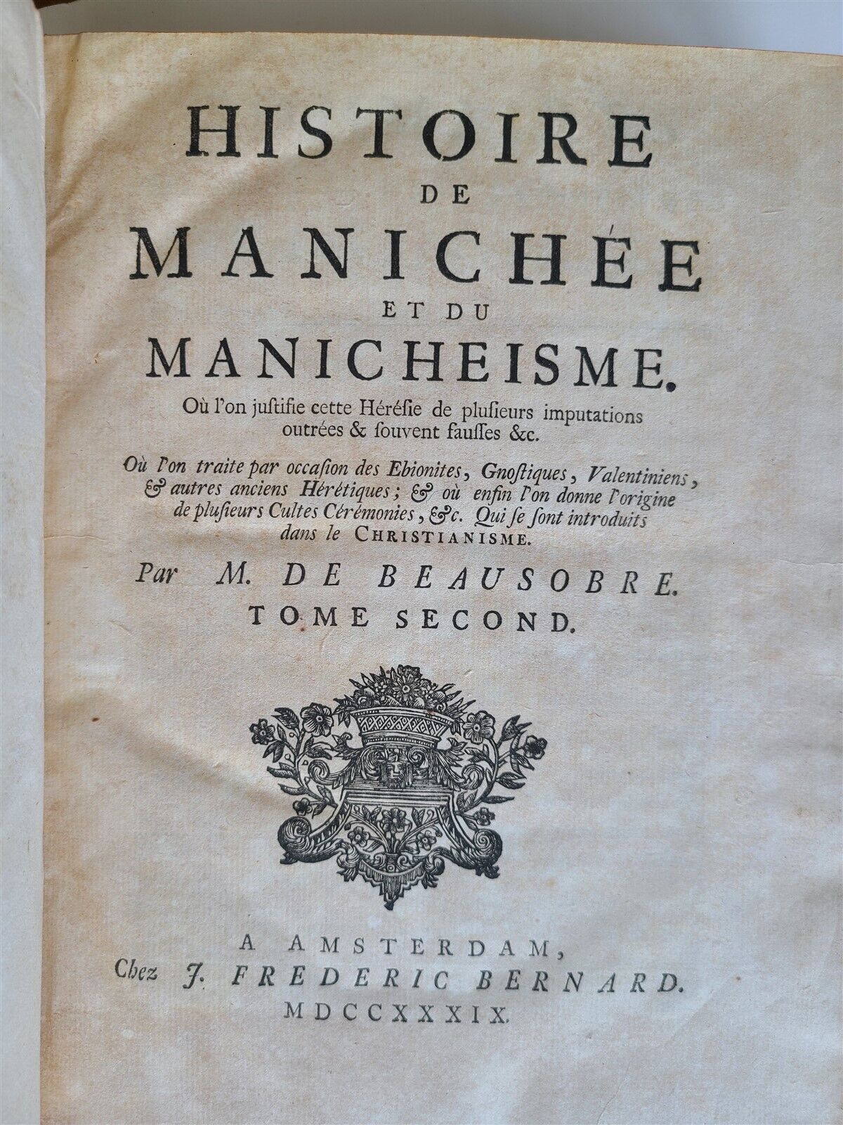 1734-39 HISTORY & CRITIQUE of MANICHAEISM 2 VOLUMES antique in FRENCH